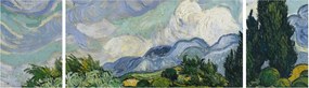 Obraz - Vincent van Gogh, Wheat Field with Cypresses, reprodukcje (170x50 cm)