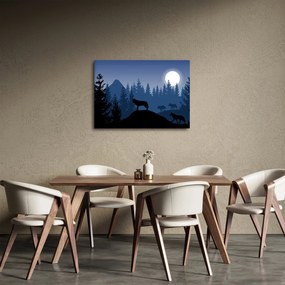 Obraz - Wataha wilków pod księżycem w pełni (70x50 cm)