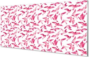 Szkło do Kuchni na Ścianę Egzotyczne Różowe Ptaki