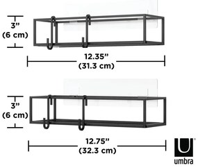 Czarne samoprzylepne stalowe półki łazienkowe 2 szt. Cubiko – Umbra