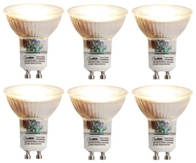 Zestaw 6 ściemnianych lamp LED GU10 6W 450 lm 2700K
