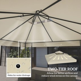 Outsunny Zamienny dach do pawilonu 3 x 3 m, Plandeka z otworami odprowadzającymi wodę, Ochrona UPF30+, Ochrona przed słońcem, Kremowy