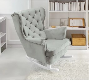 Fotel USZAK bujany tapicerowany z podłokietnikami, kolor Popielaty tkanina MAGIC VELVET