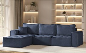 Narożnik w kształcie L Bohoo Maxi, tkanina Raven, Niebieski, Lewy