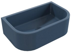 Umywalka betonowa półokrągła wisząca / nablatowa bez otworu na baterię 49 x 30 cm PALANGA | różne kolory : Kolor - Niebieski denim, Typ montażu - nablatowa