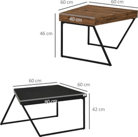Zestaw 2 Stolików HOMCOM, Design Przemysłowy, Rama Stalowa, Drewno/Czarne