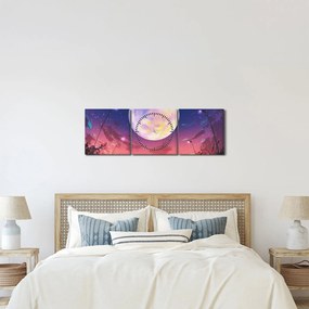Obraz - Kobieta i pies w pełni księżyca (z zegarem) (90x30 cm)