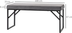 HOMCOM Ławka Sypialniana Aksamitna Tapicerka Elegancka do Makijażu i Salonu Wysoki Komfort Ciemnoszara | Aosom PL