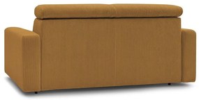 Musztardowa sztruksowa rozkładana sofa 215 cm Monaco – Bobochic Paris