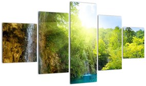 Obraz - wodospady w pralesie (125x70 cm)
