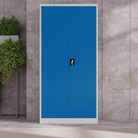 Biurowa szafa metalowa na akta JAN, 900 x 1850 x 400 mm, szaro-niebieska