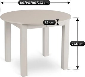 Stół Okrągły Rozkładany JAMES 103-223 cm Kaszmir Japandi