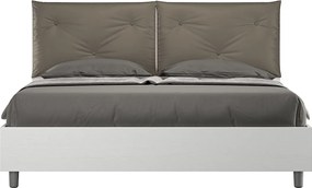 Łóżko bez stelaża 160x200 Frassino biała poduszkami sztucznej skóry cappuccino Egos Appia