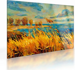 Obraz na szkle - Zachód słońca nad jeziorem, obraz akrylowy (70x50 cm)