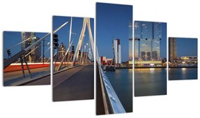 Obraz - Zmierzch w Rotterdamie, Holandia (125x70 cm)