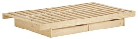 Naturalne łóżko dwuosobowe z litego drewna sosnowego ze schowkiem i stelażem 140x200 cm Kanso – Karup Design