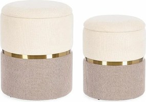 Zestaw 2 puf do przechowywania w kolorze kremowym i różowym - RADINKA