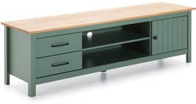 Zielono-naturalna szafka pod TV z litego drewna sosnowego 158x47 cm Miranda – Marckeric