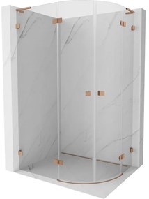 Mexen Lunar L kabina prysznicowa półokrągła uchylna lewa 100 x 80 cm, transparent, miedź szczotkowana - 833L-100L-080P-65-00