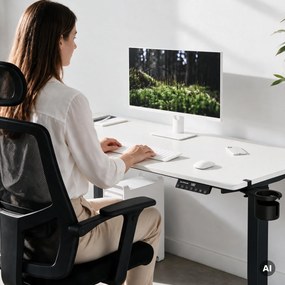 Biurko elektryczne z regulacją wysokości ergonomiczne antracytowo-białe, 1600x800 mm: ARIA