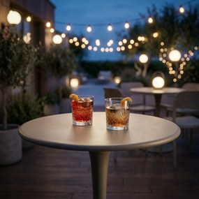 Stolik Ogrodowy Okrągły 70 cm Beżowy Metalowy Na Taras, Do Ogrodu, Kawiarni