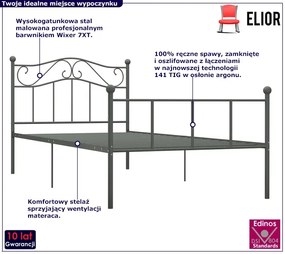 Szare metalowe łóżko 160x200 cm - Okla