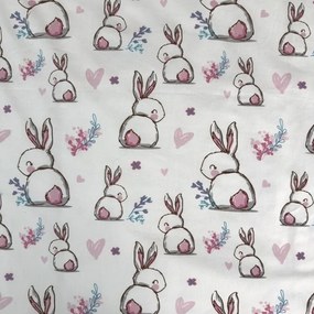 PrzytulneMieszkanie.pl PrzytulneMieszkanie.pl Bawełniana pościel do łóżeczka BUNNY SWEET biała Rozmiar pościeli: 40 x 60 cm | 100 x 135 cm