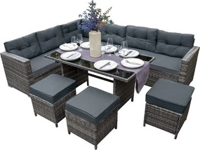 Zestaw narożny rattanowy - szary