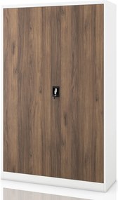 Szafa biurowa metalowa na akta, szeroka, biała/orzech, 1150x1850x400 mm: JAN II Eco Design