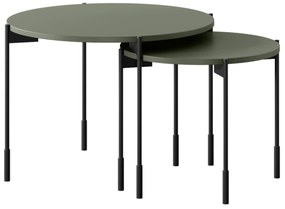 Stolik kawowy Sonatia 60 cm okrągły na metalowych nogach - oliwka