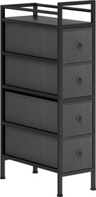 HOMCOM Komoda z 4 tkaninowymi szufladami Szafka do przechowywania ze stalową ramą, 20 cm x 43 cm x 81,5 cm, Czarny | Aosom PL