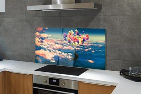 Szklany Panel Balony na Niebie pełnym Chmur