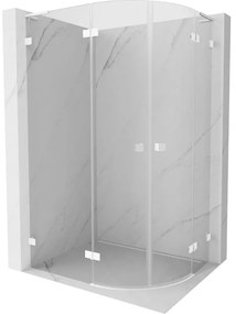 Mexen Lunar L kabina prysznicowa półokrągła uchylna lewa 90 x 80 cm, transparent, biała - 833L-090L-080P-20-00