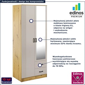 Szafa z lustrem i szufladami dąb artisan + kaszmir F9-M26