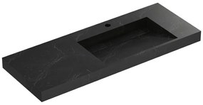 Umywalka wisząca solid surface z efektem czarnego marmuru - 120 x 45 x 8 cm - OKAPA