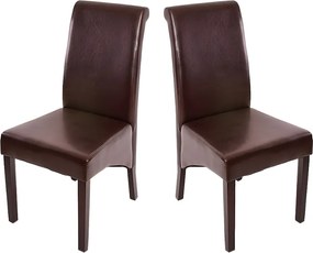 Krzesło do jadalni Cesena (zestaw 2 sztuk),  skóra, brązowy, ciemne nóżki