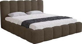 Łóżko dwuosobowe 200x200 Florent - łóżko z pojemnikiem i stelażem metalowym - boucle, brązowy (Lambi 4)