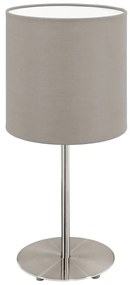 Lampa stołowa w szaro-srebrnym kolorze z tekstylnym kloszem (wysokość 40 cm) PASTERI – EGLO