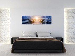 Obraz molo ze słońcem (170x50 cm)