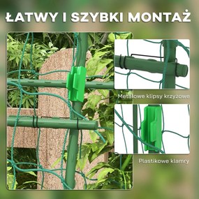 Outsunny Trellis, Podpora dla roślin pnących, Regulowane szpaler, Siatka roślinna, Konstrukcja roślinna do ogrodu, balkonu, stal, zielony, 144 x 167 x 206 cm