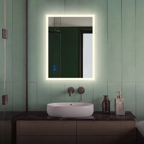 Prostokątne lustro łazienkowe LED 80x60, 60x80 cm z Dual Color, włącznikiem dotykowym i matą grzewczą