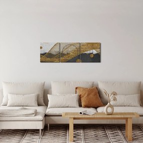 Obraz - Złote piórka (z zegarem) (90x30 cm)