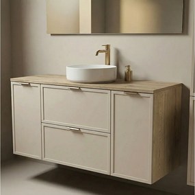 Szafka pod Umywalkę z Blatem 120cm 2D2S Fronty Ramka Dąb Cremona / Kaszmir Roma