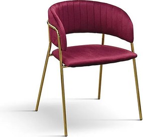 Zestaw 2 krzeseł w bordowej tkaninie z efektem aksamitu, złota rama - ORCHIES
