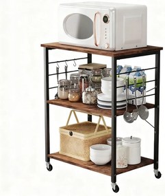 Szafka mobilna na kółkach brązowa stolik śniadaniowy wózek kuchenny 60cm