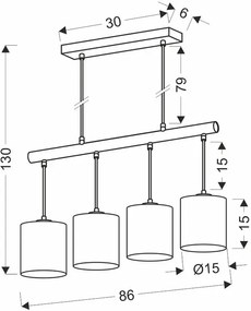 Lampa wisząca nad wyspę z 4 zwisami beż + czarny - Z061 Bolivia 21X