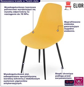 Musztardowe krzesło plastikowe do stołu kuchennego N2-F73