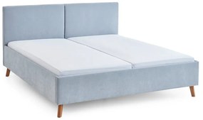 Jasnoniebieskie tapicerowane łóżko dwuosobowe ze stelażem 160x200 cm Piano – Meise Möbel