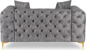 Sofa SORRENTO 2S Dwuosobowa Szara Welurowa Glamour