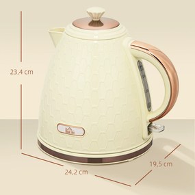 HOMCOM Czajnik, 2200W, okno widokowe, filtr, szybki czajnik, beżowy